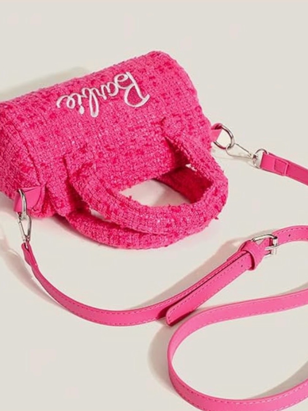 Barbie Pink Tweed Mini Tote with Detachable Strap
